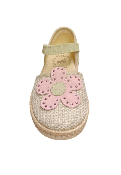 Espadrillas bambina Vul-Ladi Carla beige rosa verde tela velcro summer style