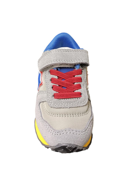 Scarpe sneakers Unisex bambini Atlantic Stars BEN  grigio-giallo-rosso-azzurro-nero laccio elastico e velcro
