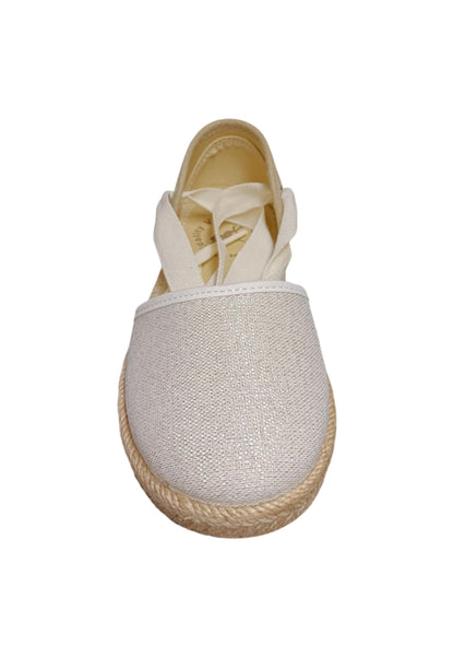 Espadrillas bambina Vul-Ladi Carla bianco beige tela laccio summer style