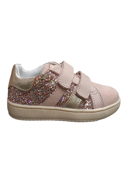 Sneakers bambina Balducci Lynn cipria glitter multicolor oro pelle - Magia scintillante con zip