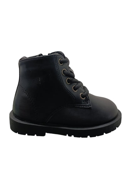 Anfibio bambina Gaelle Blond nero pelle crack lacci urban style