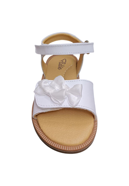 Sandalo bambina Platis Open Classic bianco pelle - Sandalo da passeggio con velcro