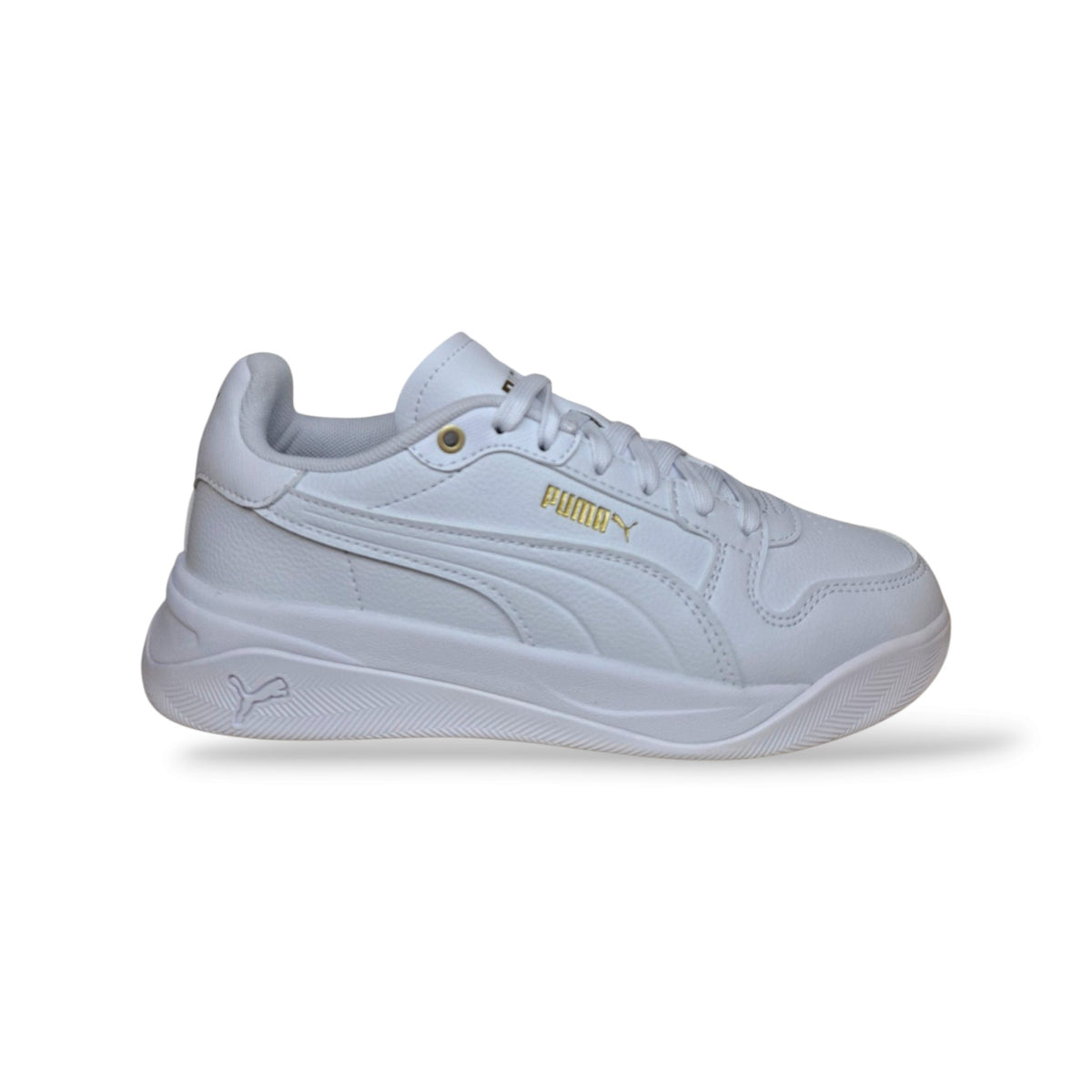 Puma Court Bae 408625 Sneakers Bambini e Ragazzi Bianco | Pelle Laccio Elastico Velcro Tennis Style Minimal Premium | Taglie 28-35 | Scarpetteria Gica