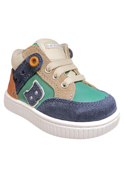 Sneakers primi passi bambino Balducci Cita blu verde bordeaux pelle - Stile tricolore con lacci