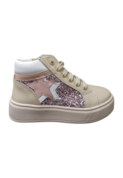Scarpe sneakers Bambine e ragazze balducci KIABI  beige-rosa-bianco-multicolor laccio e zip laterale