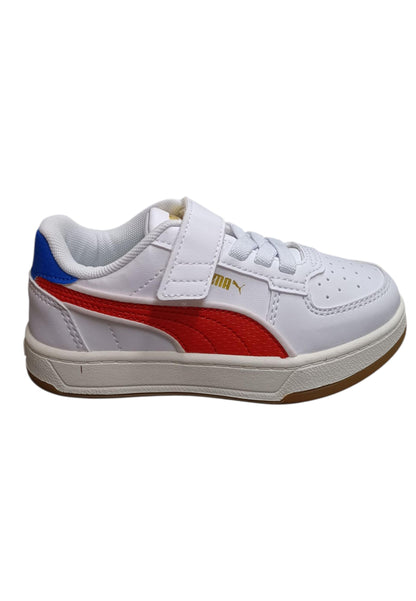sarpe sneakers Bambini e ragazzi PUMA CAVEN  bianco-rosso-azzurro laccio elastico e velcro