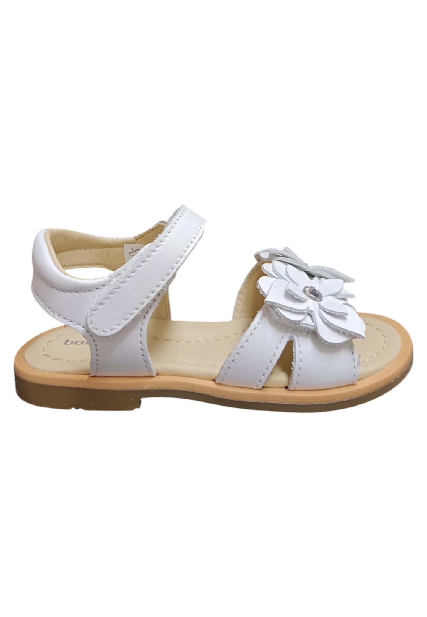 Sandalo bambina Balocchi Ponza bianco pelle - Sandalo da passeggio con velcro