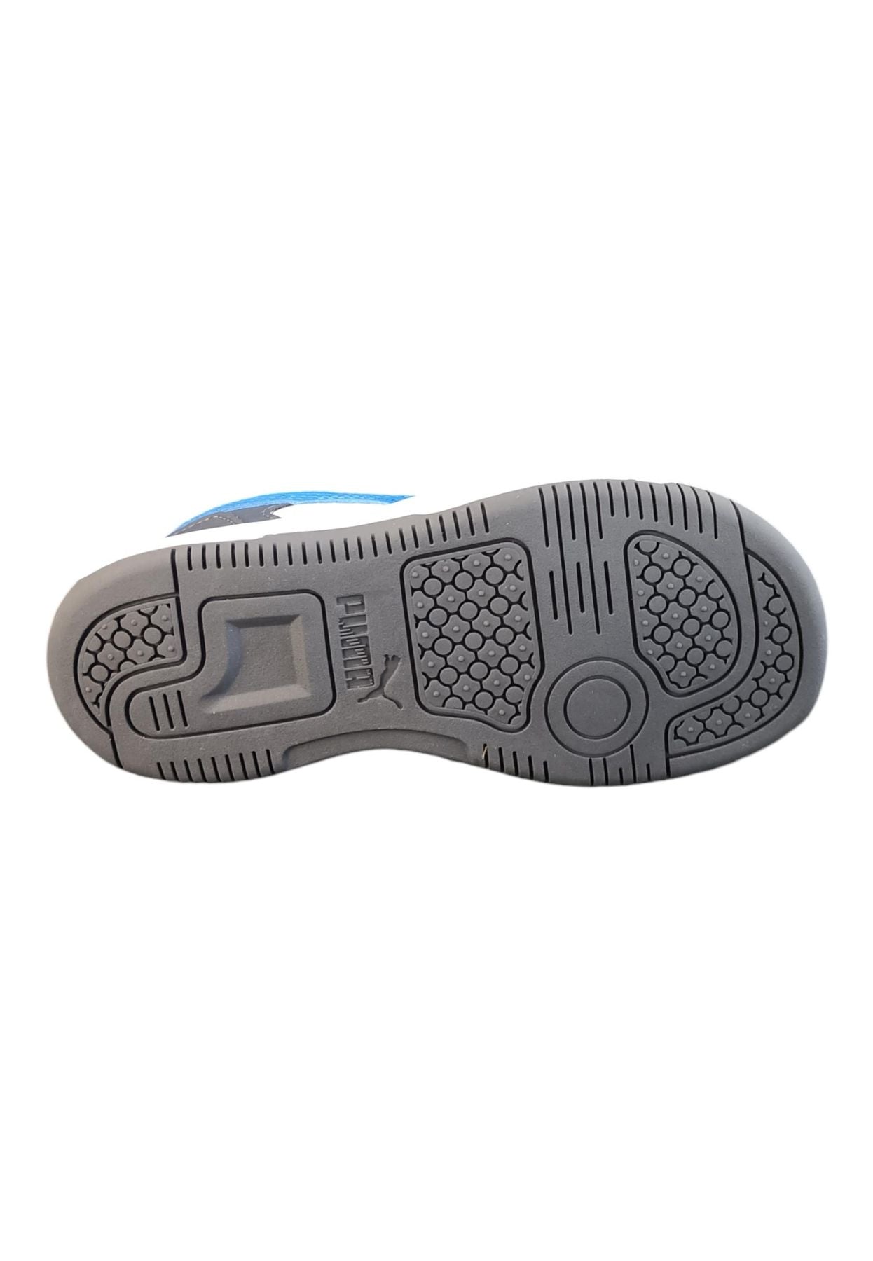 Scarpe sneakers Unisex bambini PUMA REBOUND  bianco-nero-blue laccio elastico e velcro