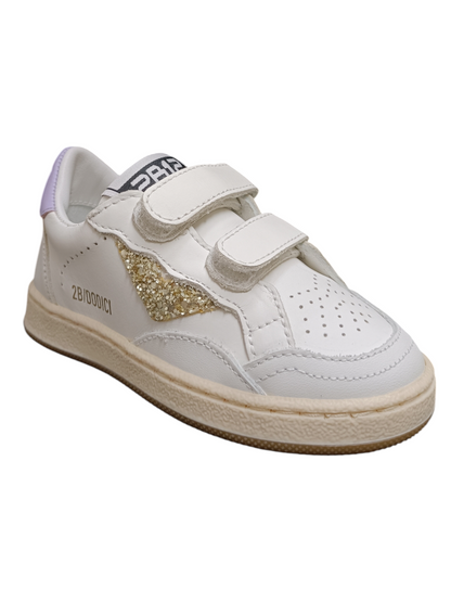 Scarpe sneakers Bambine e ragazze 2B12 BABYMINI PLAY  bianco-oro-viola velcro