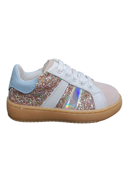 Scarpe sneakers Bambine e ragazze balducci lymn  grigio-bianco-celeste-multicolor-beige laccio e zip laterale
