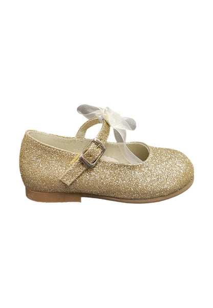 Ballerina bambina Panyno B3024 dorato pelle fibbia fiocco estraibile elegance