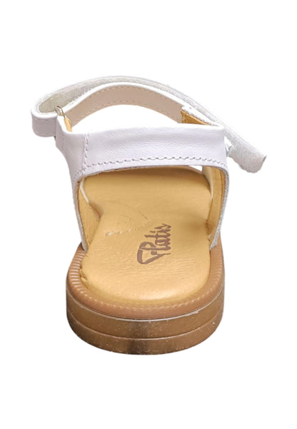 Sandalo bambina Platis Open Classic bianco-silver pelle - Sandalo da passeggio con velcro