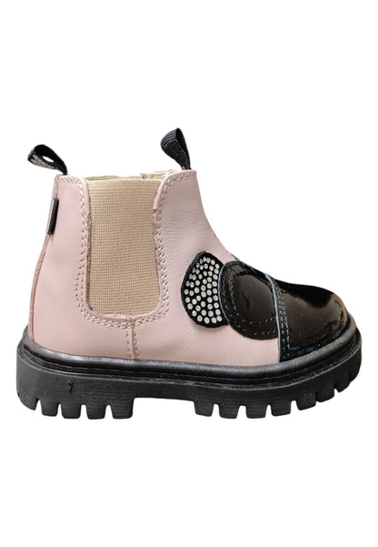 Stivaletti bambina Balducci Matrix nero rosa pelle - Primi passi Made in Italy