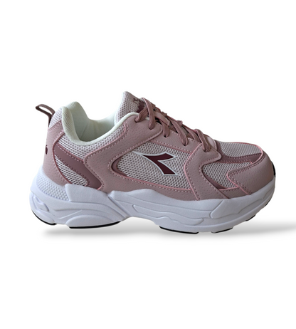 Diadora Alley – Sneakers Ragazza Rosa Bianco | Scamosciato e Laccio | Taglie 36-39