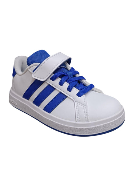 sarpe sneakers Bambini e ragazzi adidas GRAND COURT  bianco laccio elastico e velcro