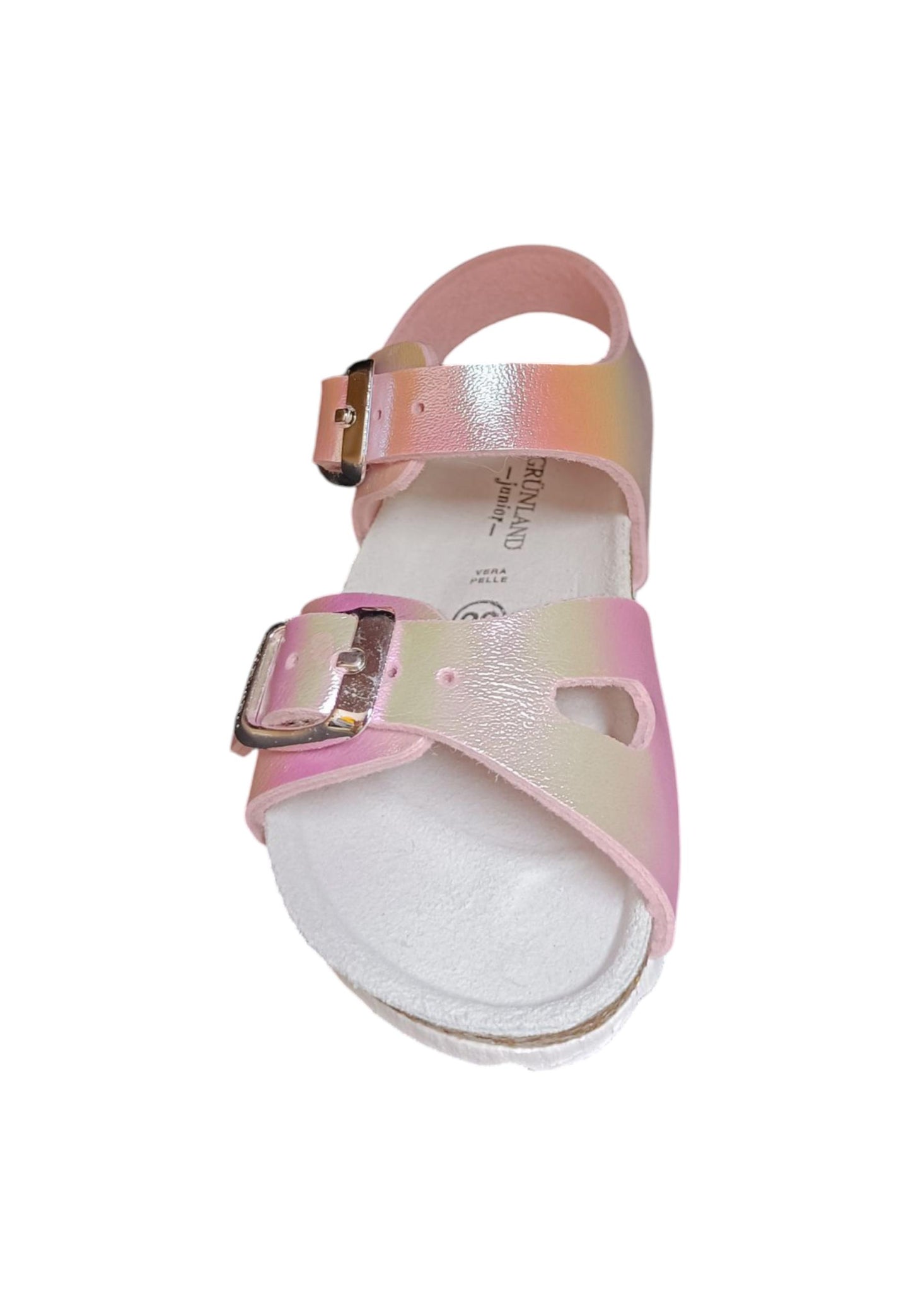 Sandalo bio bambino Grunland Junior 0392 rosa pelle sughero fibbia comfort