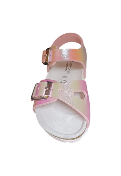 Sandalo bio bambino Grunland Junior 0392 rosa pelle sughero fibbia comfort