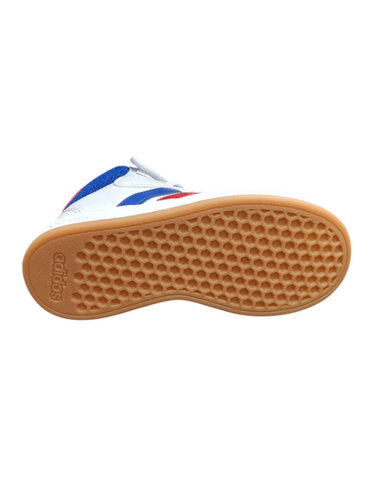 Scarpe snekears Bambini e ragazzi adidas GRAND COURT  bianco-rosso-blue laccio elastico e velcro
