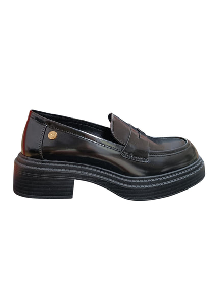 Mocassino college donna XTI Zapato nero pelle elastico comfort style