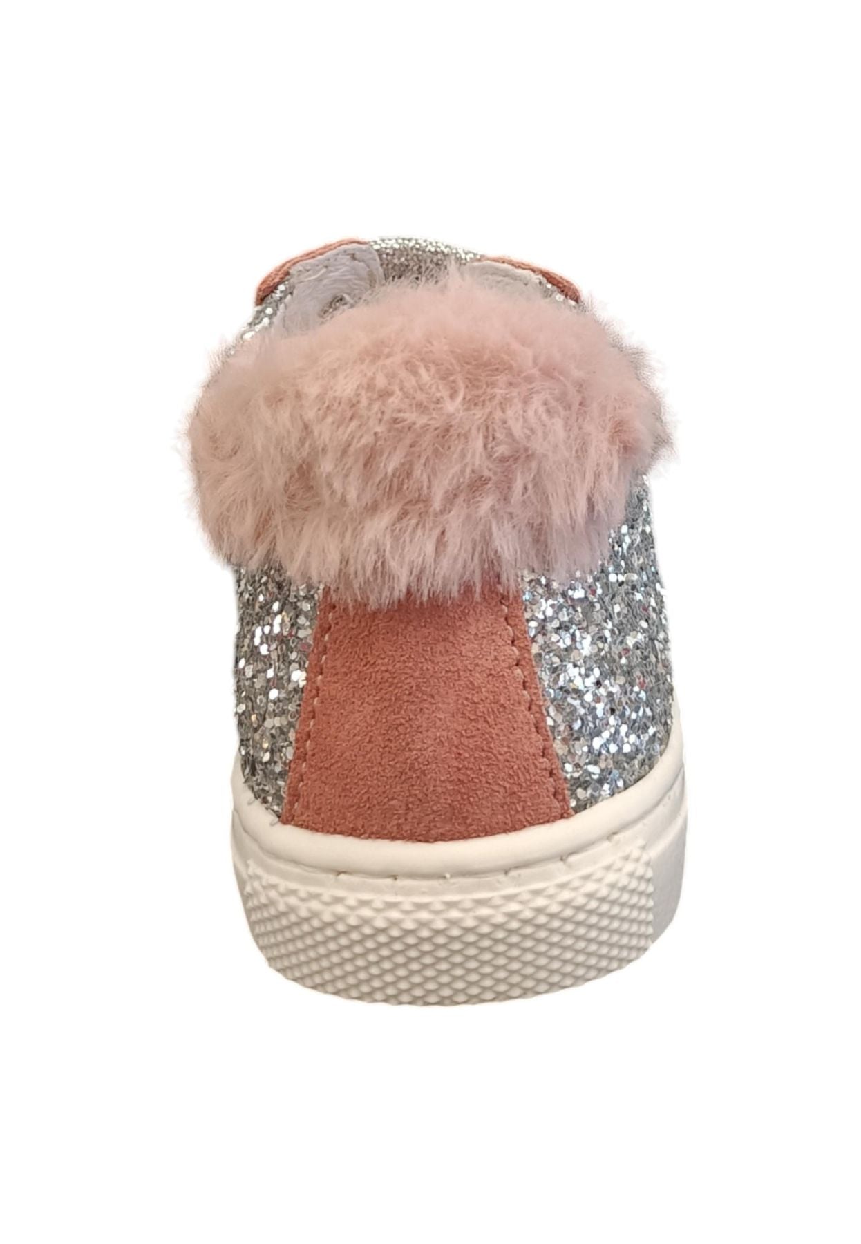 Scarpe sneakers Bambine e ragazze platis P2422  glitter argento-rosa laccio