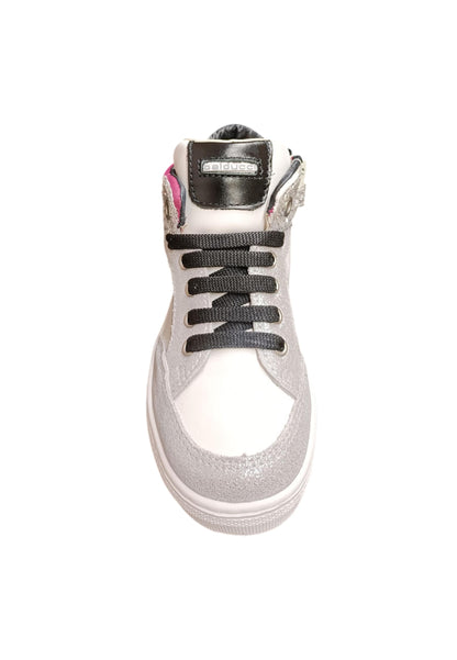 Sneakers bambina Balducci Butter bianco argento fucsia pelle - Glamour trendy con zip laterale