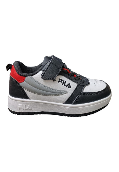 Scarpe sneakers Unisex bambini fila REGA  bianco-nero-celeste-grigio laccio elastico e velcro