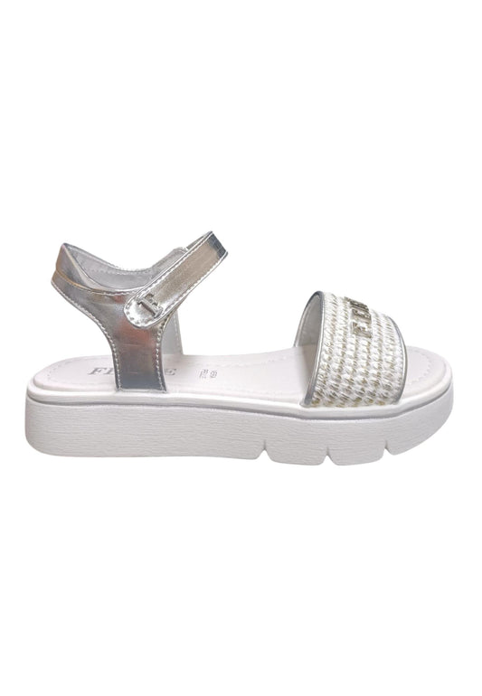 Sandalo bambina Ferrè Pam bianco pelle sintetica - Sandalo da passeggio con velcro