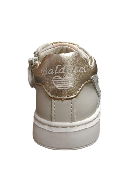 Sneakers primi passi bambina Balducci Cita bianco oro pelle - Eleganza preziosa con chiusura lacci