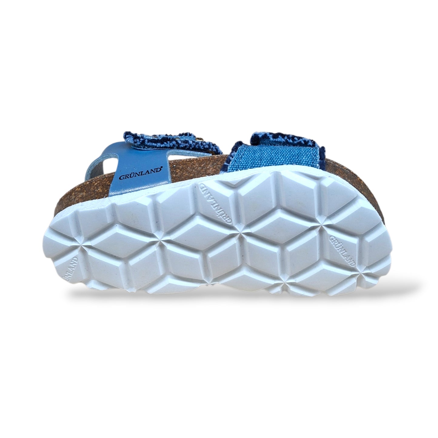 Sandalo Bio Sughero Bambine e Ragazze Grunland Junior Luce Jeans – Velcro Sottopiede Sughero EVA
