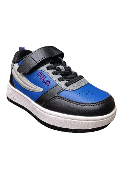 Scarpe sneakers Unisex bambini fila REGA  bianco-nero-celeste-grigio laccio elastico e velcro