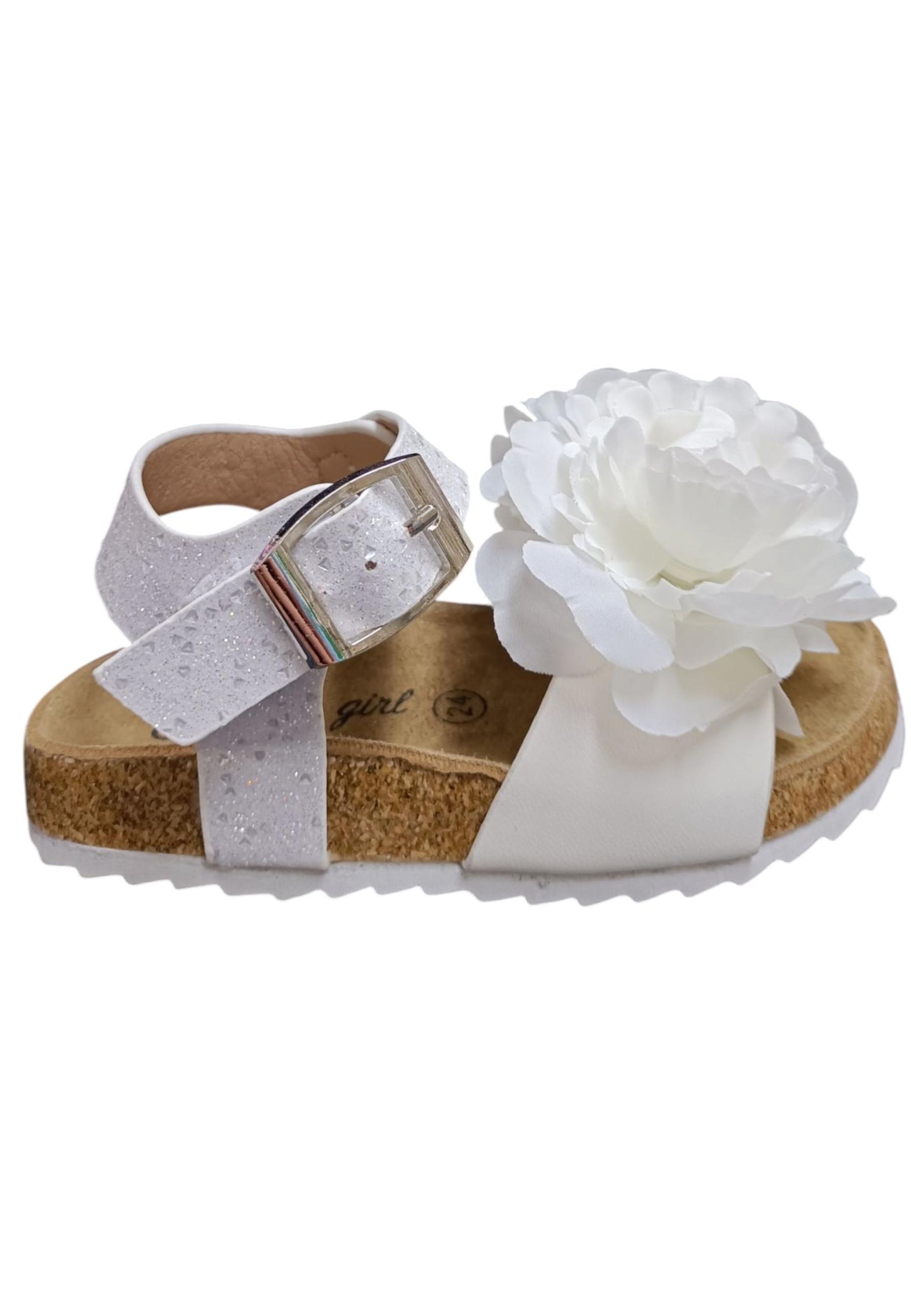Sandali bambina Gaelle Birk bianco pelle glitter