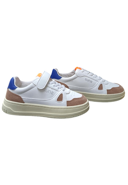 Scarpe sneakers Unisex bambini SUNS EXPLORER  bianco-azzurro-taupe 20-35 velcro/ 36-39 laccio