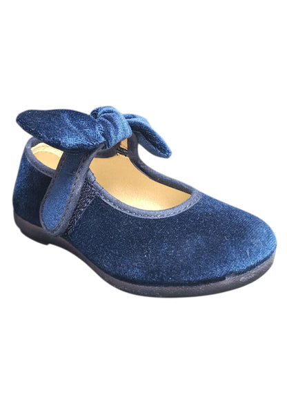 Ballerina bambina Vul-Ladi Candy blu velluto velcro elegance style