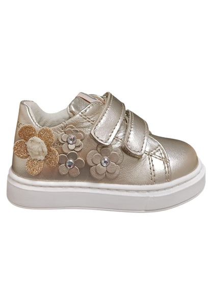 Sneakers primi passi bambina Balducci Cita oro pelle - Eleganza preziosa con velcro