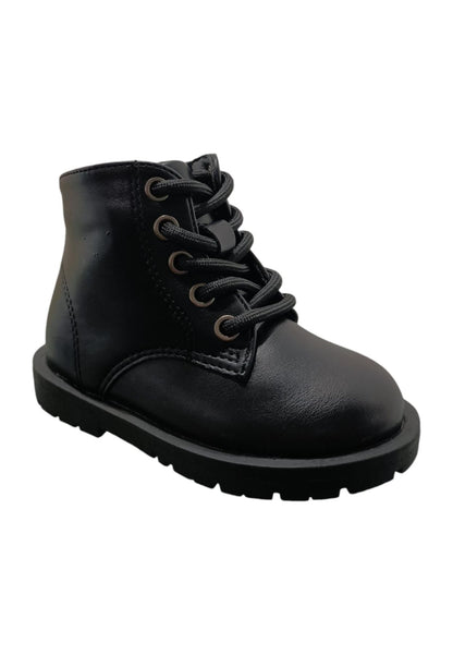 Anfibio bambina Gaelle Blond nero pelle crack lacci urban style