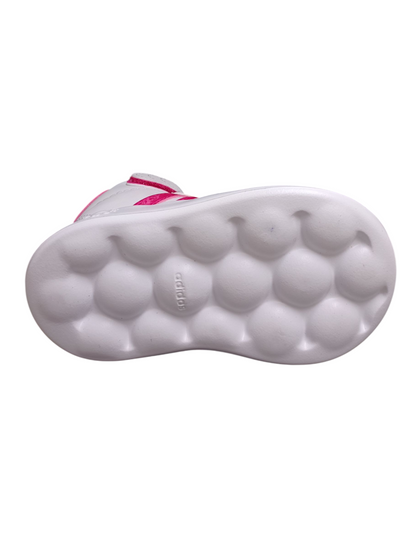 Scarpe sneakers Bambine adidas GRAND COURT  bianco-fuxja laccio elastico e velcro