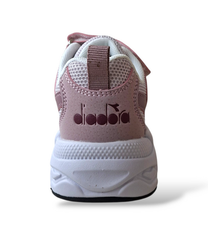 Diadora Alley – Sneakers Bambina Rosa Bianco | Scamosciato e Velcro | Taglie 28-35