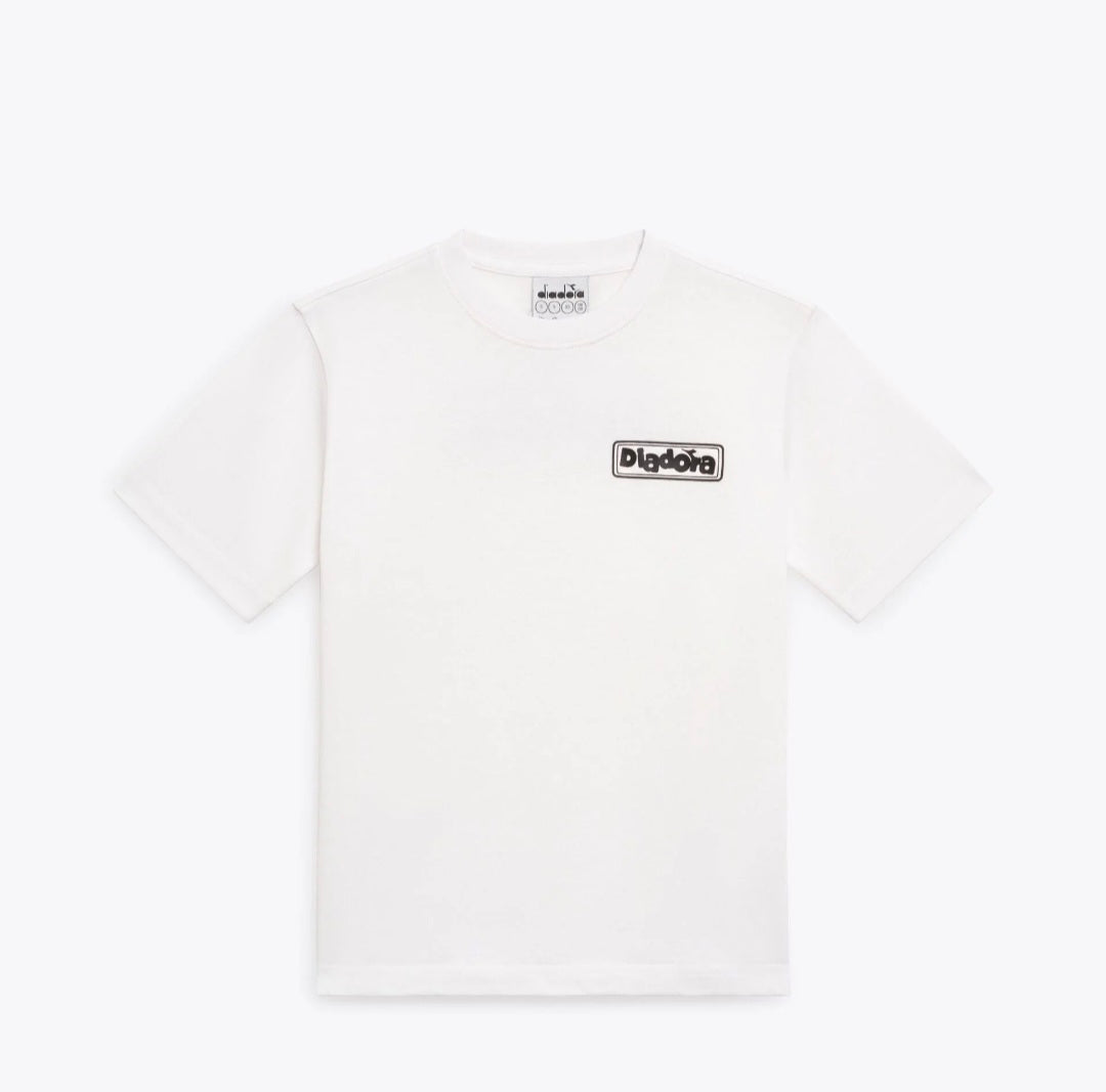 t-shirt Bambini e ragazzi Diadora jb t-shirt ss ess sports 102.182866 bianco-nero