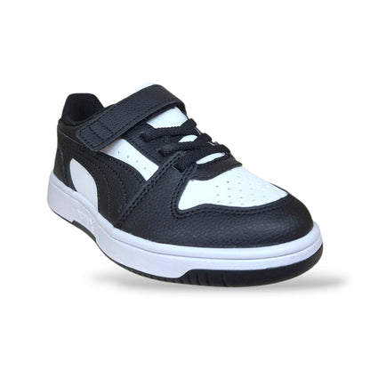 scarpe-puma-bambino-nero-bianche-stile-basket-chiusura-velcro-e-lacci-elastici-scarpetteria-gica-trani
