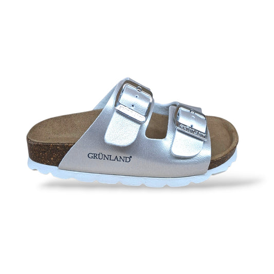 Ciabatta Bio Sughero Bambine e Ragazze Grunland Junior Luce Perla – Sottopiede Sughero EVA