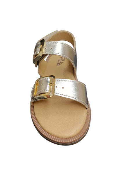 Sandalo bambina Platis Open Classic dorato laminato - Sandalo da passeggio con velcro