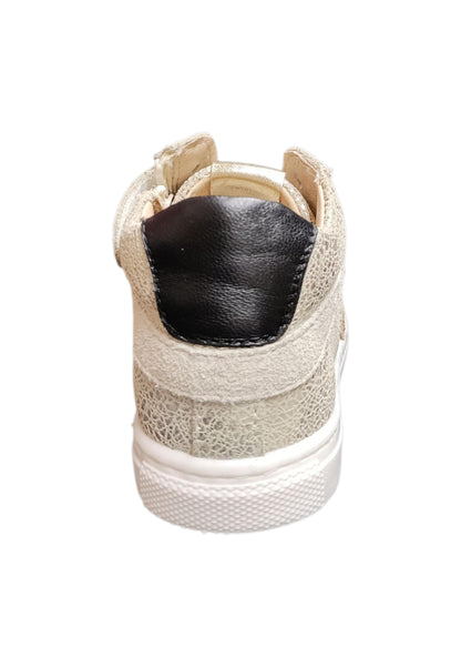 Ciao Star Baby Sneakers Primi Passi Bimba Platino Nero - Scarpe Pelle Zip