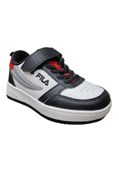 Scarpe sneakers Unisex bambini fila REGA  bianco-nero-celeste-grigio laccio elastico e velcro