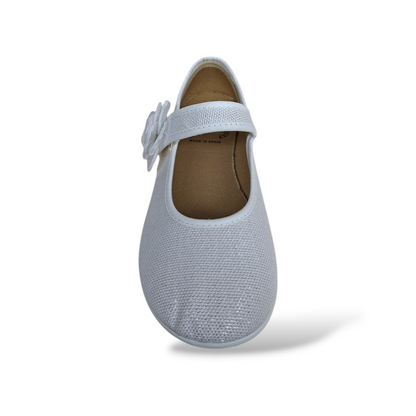 Ballerine bambina VUL-LADI bianco velcro fiore pizzo cerimonia eleganti