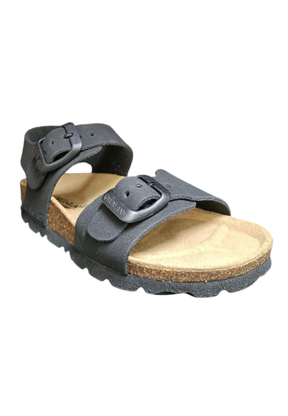 Sandalo bambino Grunland Junior 0635 nero bio fibbia comfort naturale
