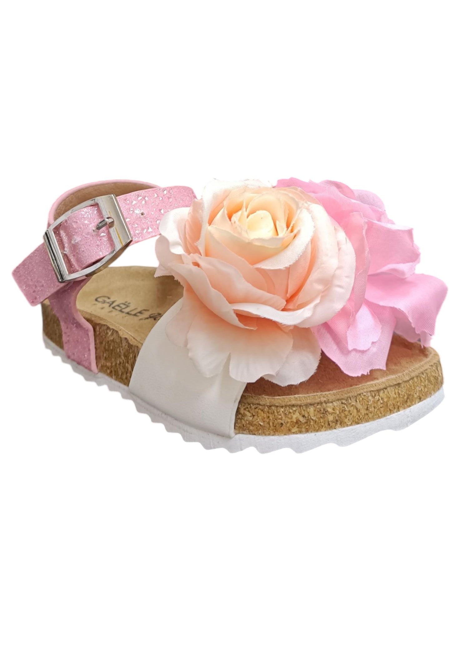 Sandali bambina Gaelle Birk rosa bianco pelle glitter