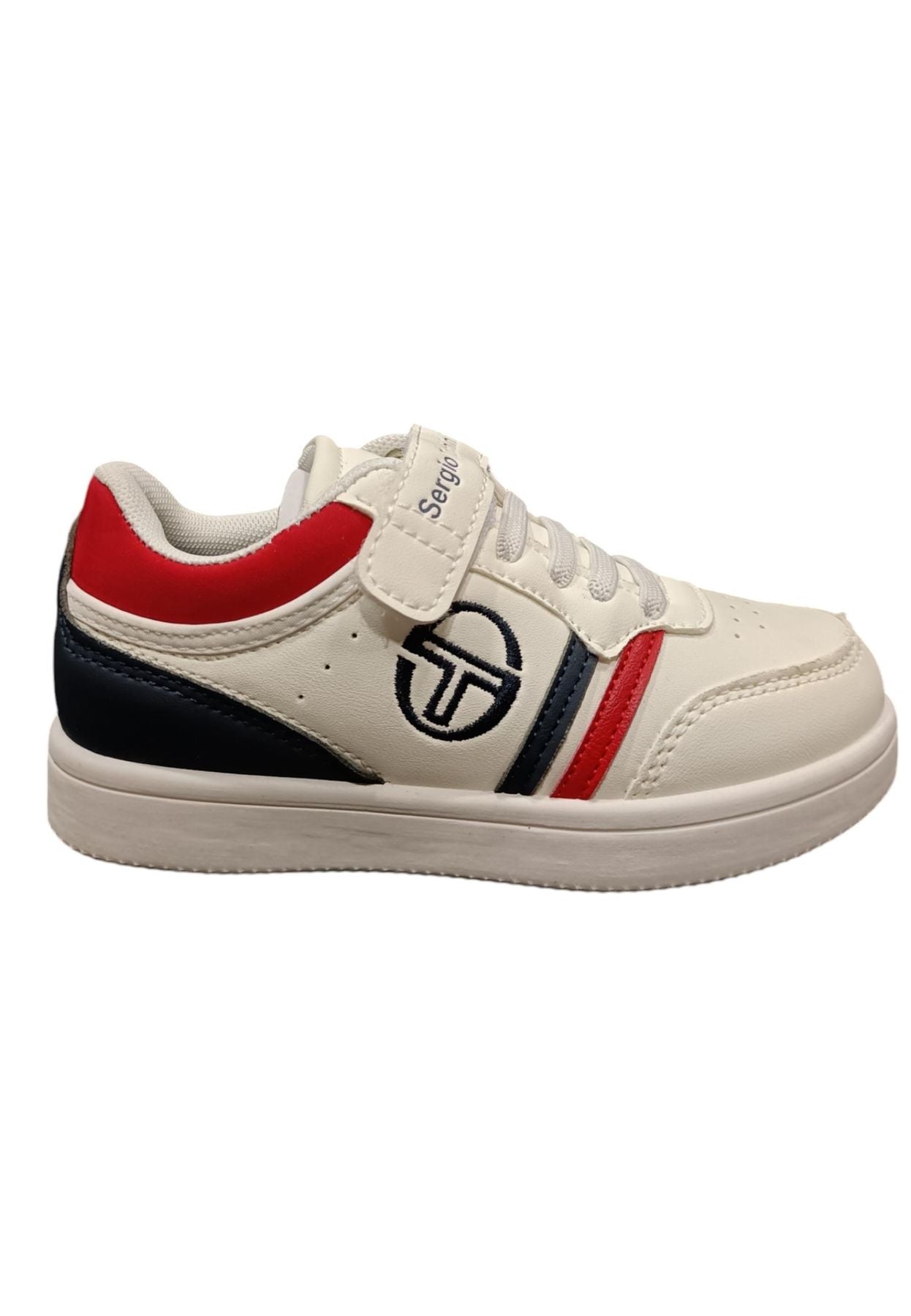 Scarpe snekears Unisex bambino Sergio Tacchini ROMA  bianco-blue-rosso laccio elastico e velcro