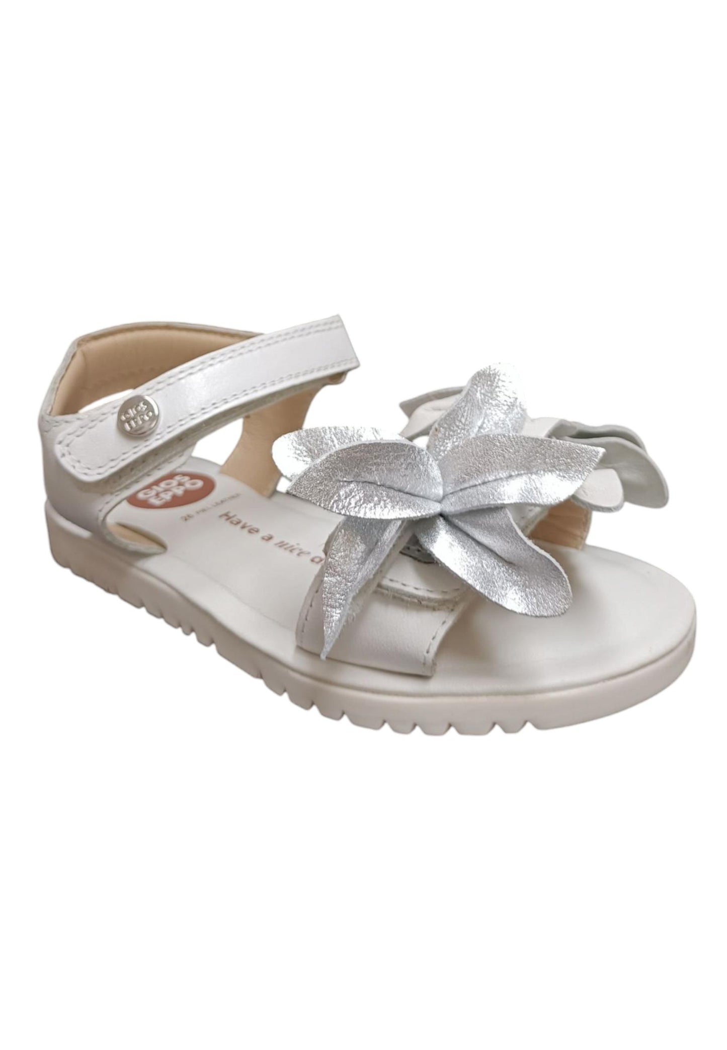 Sandalo bambina Gioseppo Marinette bianco pelle velcro comfort elegance