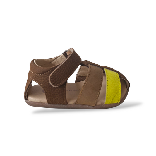 Ragnetto-semiaperto-bambino-Gioseppo-Morley-cuoio-giallo-pelle-barefoot-Scarpetteria-Gica-Trani
