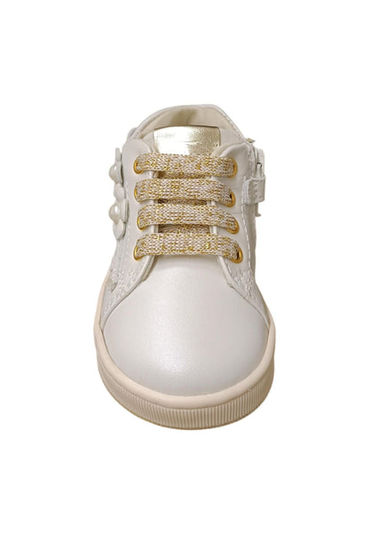 Scarpe sneakers bambina balducci cita  bianco-oro laccio e zip laterale